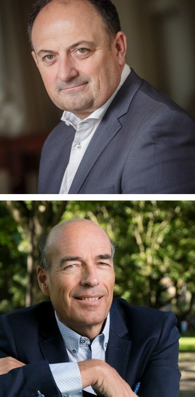 Willy Borsus, Ministre-Président de la Wallonie, et Olivier de Wasseige, Administrateur délégué et Directeur général de l’UWE